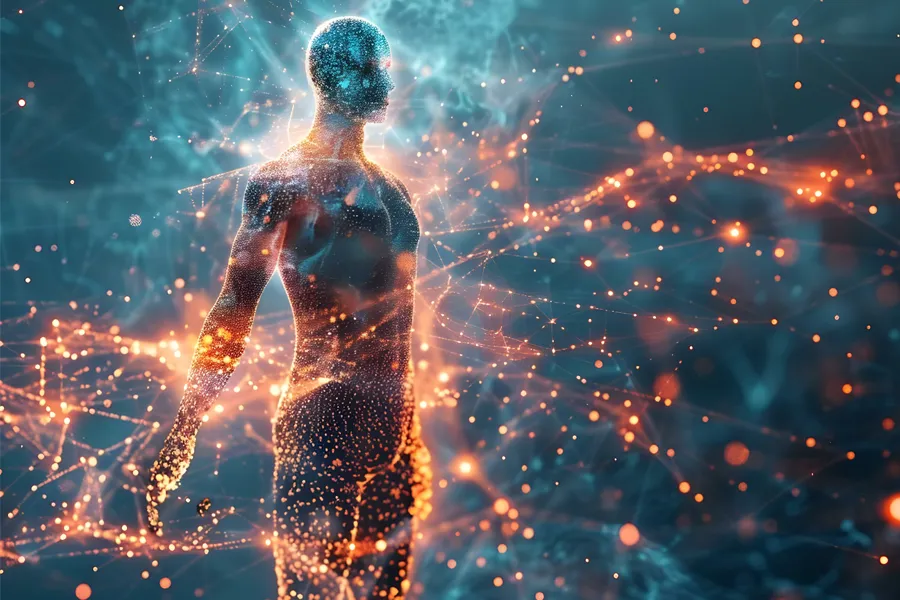 Energetic-Assessment-Clinic 3D illustration of energy fields within and around a human body. Schedule an energetic assessment from Nonkulie Dladla, M.D. in Manhattan.