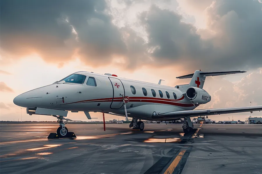 MEDJET-Provider-Clinic A medical jet on the runway. Get premiere MEDJET services from Nonkulie Dladla, M.D. in Manhattan.