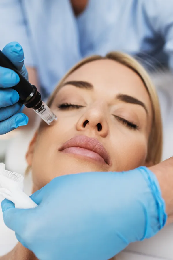 PRP-Microneedling-Treatment A woman receiving PRP microneedling and skin rejuvenation treatments from Nonkulie Dladla, M.D. in Manhattan.